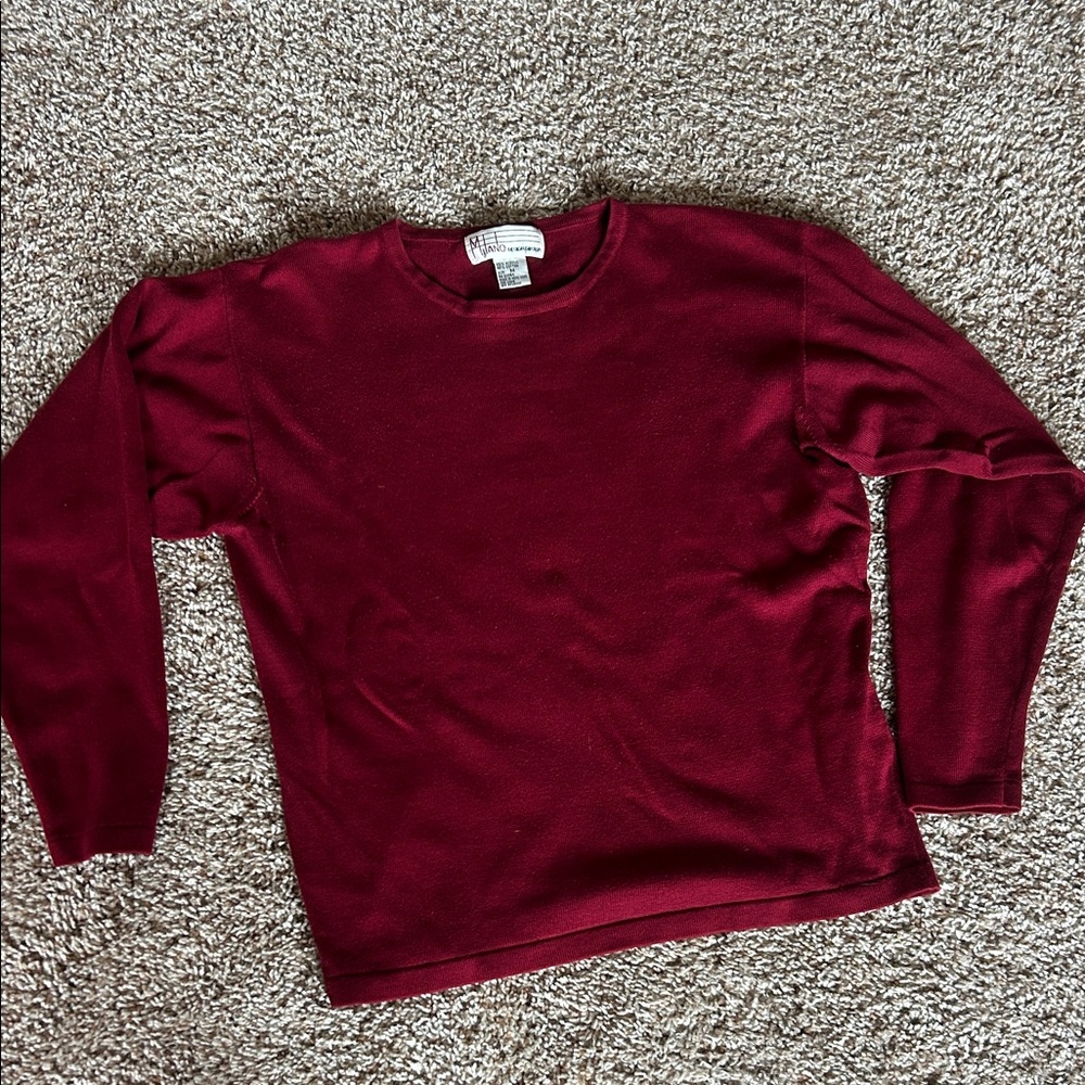 Vintage Milano Women's Crew Neck Sweater - Deep Wine Red